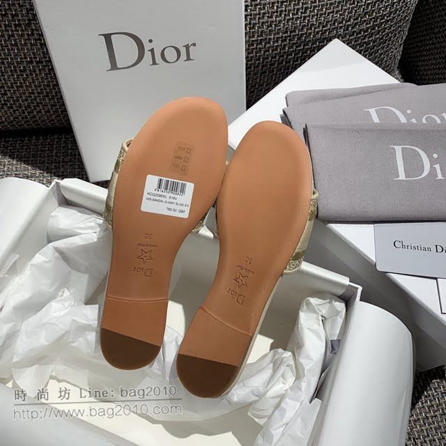 DIOR女鞋 迪奧2021專櫃新款磨砂新大底涼拖 Dior一字型刺繡平拖  naq1505
